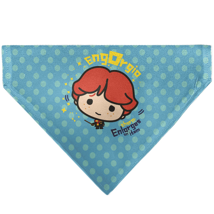 Pet Bandana - Chibi Harry Potter ENGORGIO CHARM Pose Polka Dot Blues