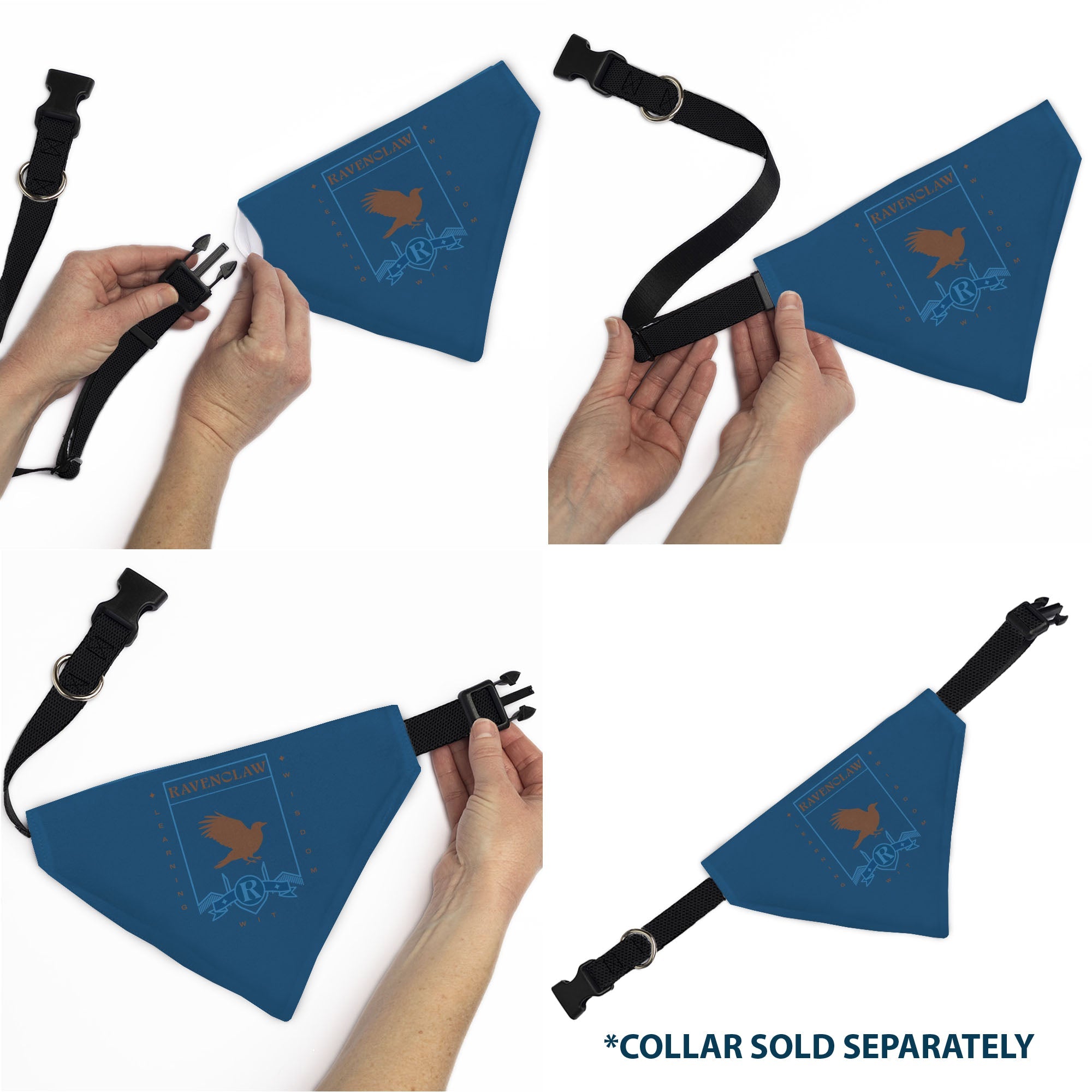 Pet Bandana - Harry Potter RAVENCLAW Traits Banner and Icons Blues/Yellow