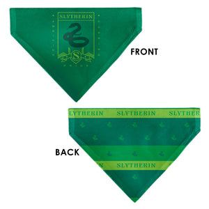 Pet Bandana - Harry Potter SLYTHERIN Traits Banner and Icons Greens/Yellow