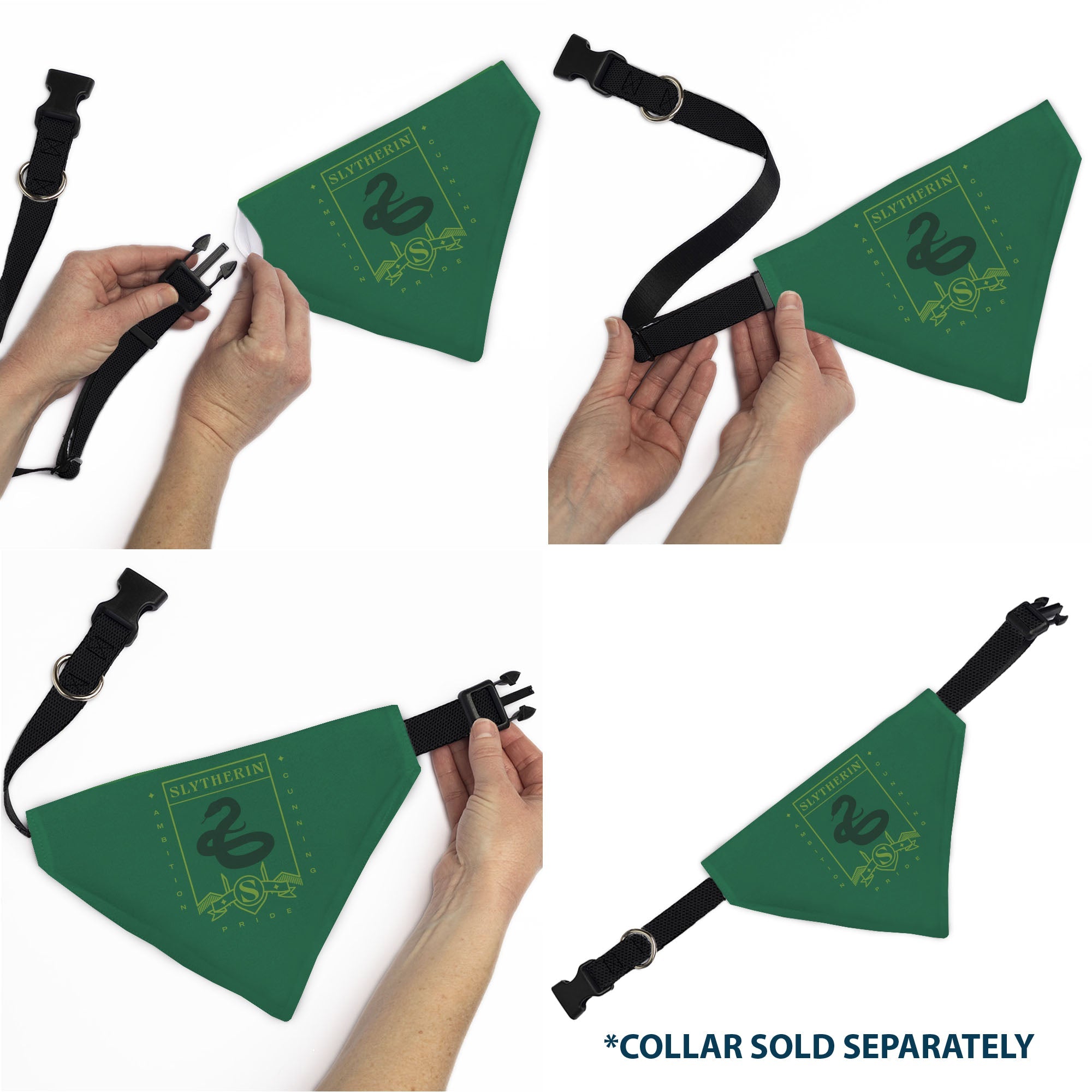 Pet Bandana - Harry Potter SLYTHERIN Traits Banner and Icons Greens/Yellow