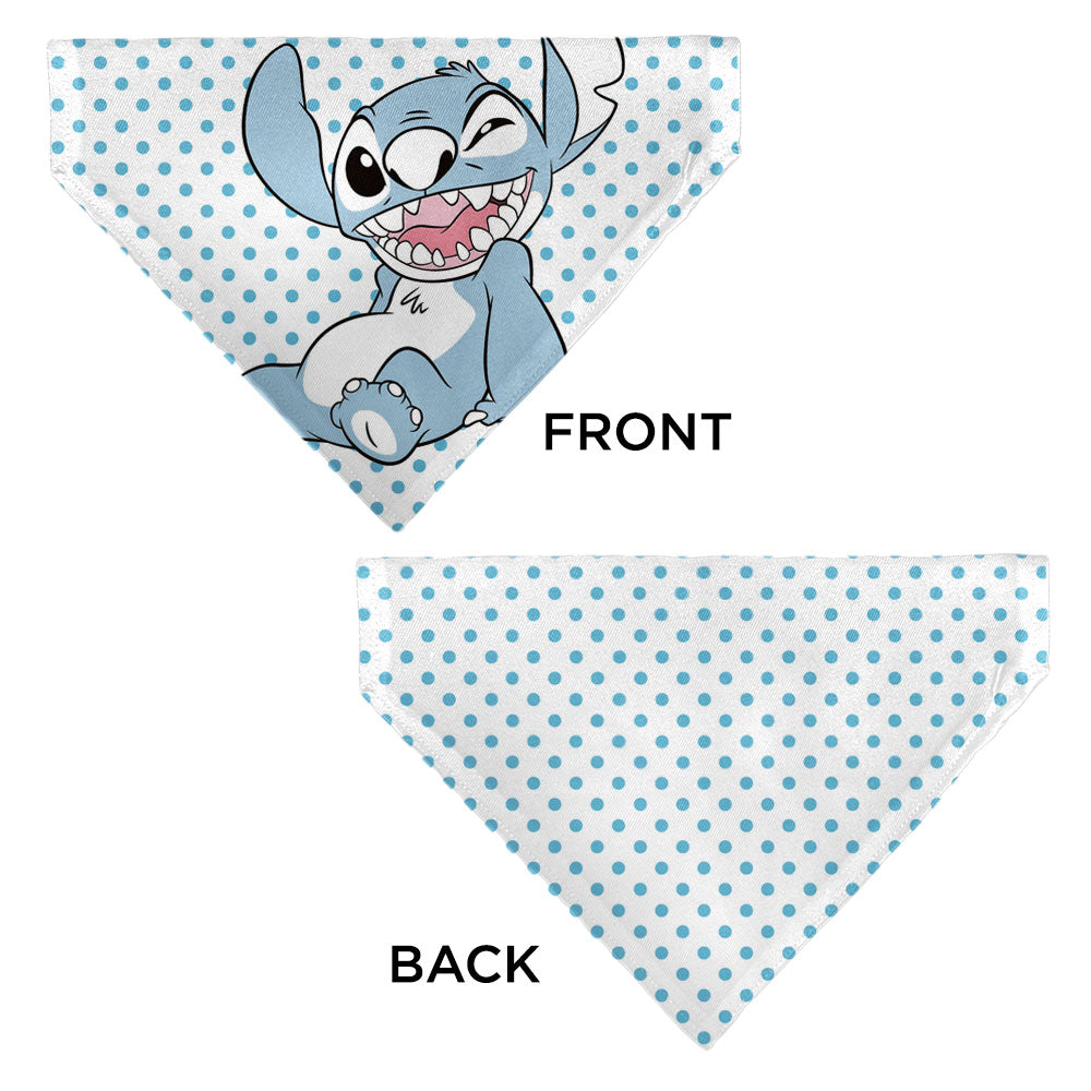 Disney's Stitch Pet Bandana - Lilo & Stitch Stitch Winking Pose and Polka Dots White/Blue