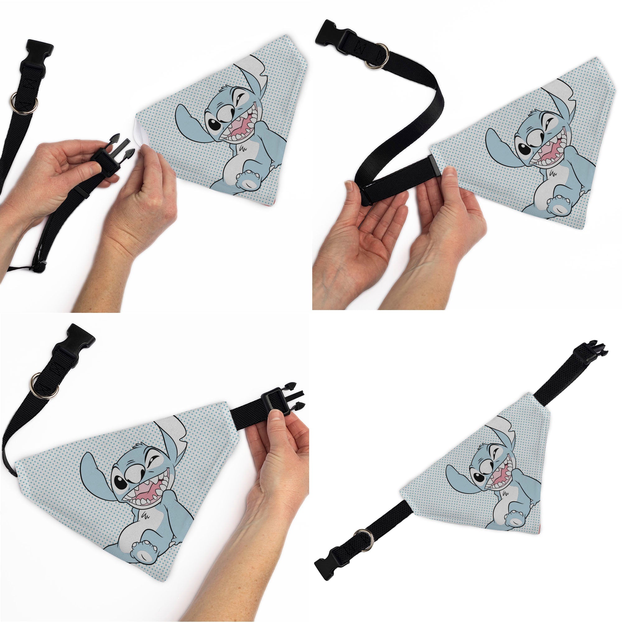 Disney's Stitch Pet Bandana - Lilo & Stitch Stitch Winking Pose and Polka Dots White/Blue