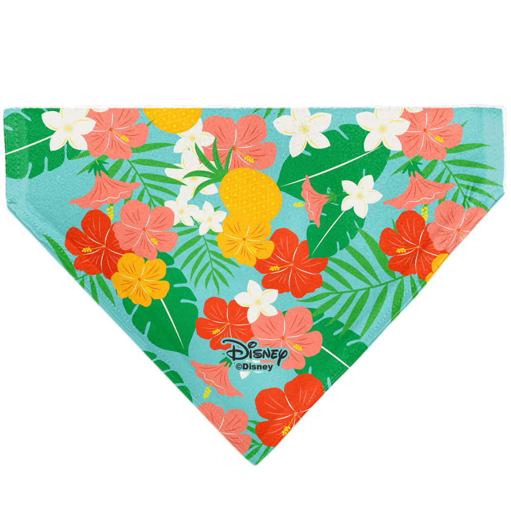Disney Lilo & Stitch Hang Loose Pet Bandana - Lilo & Stitch Stitch Hang Loose Pose Floral Collage Blue