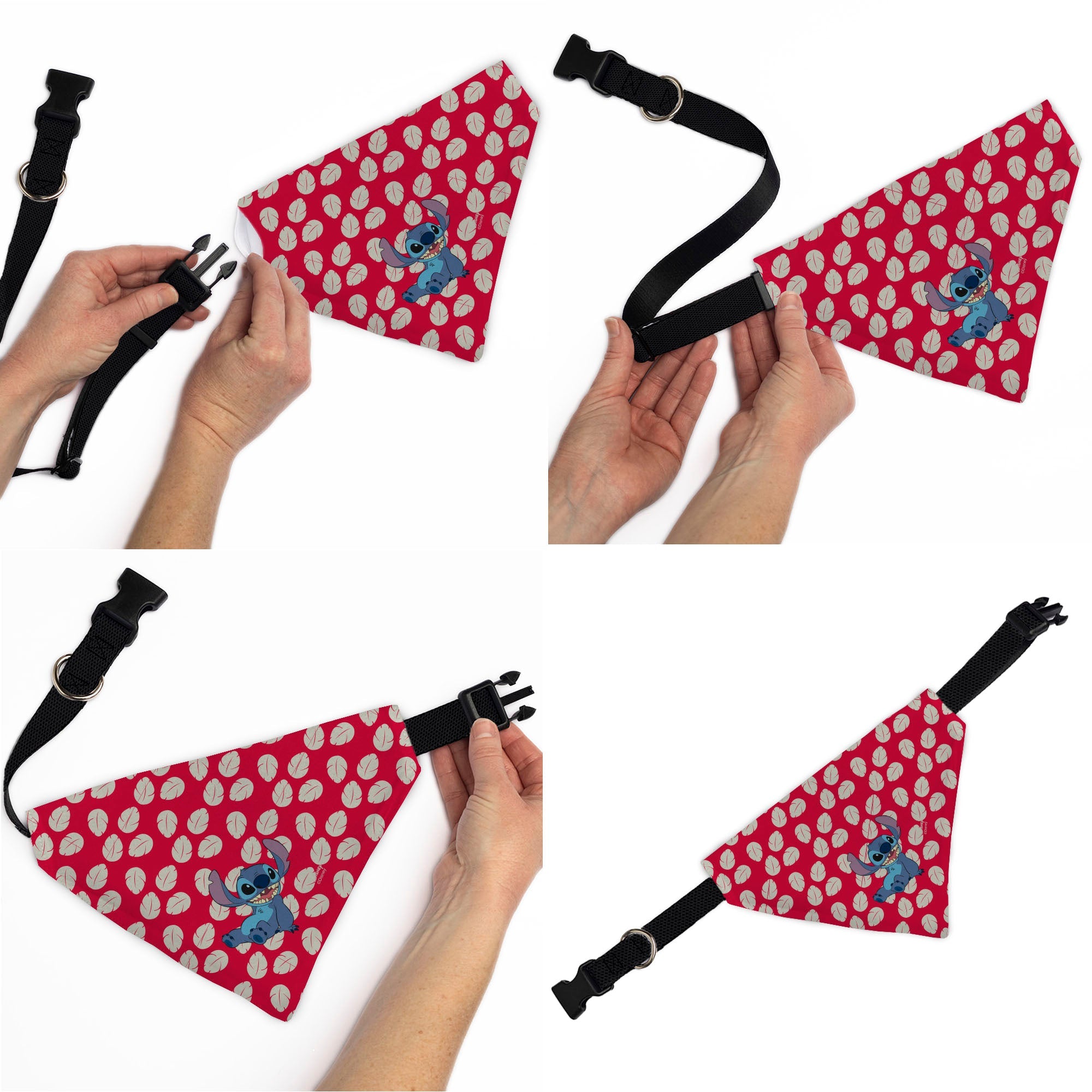 Pet Bandana - Lilo Dress Leaves & Stitch Sitting Pose Red/White