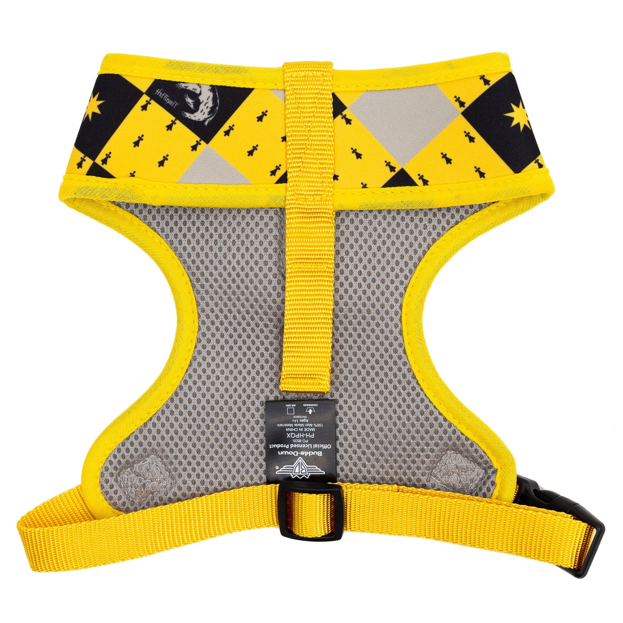Harry Potter Dog Harness - Hufflepuff Checker Yellow/Black
