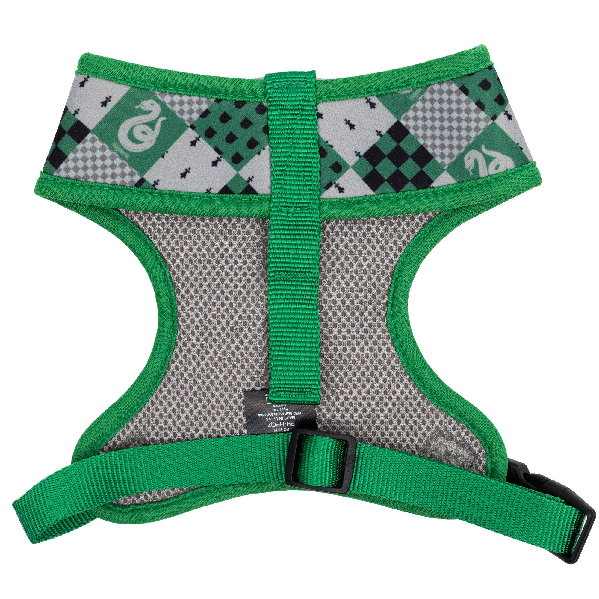 Harry Potter Dog Harness -  Slytherin Checker Green/Gray