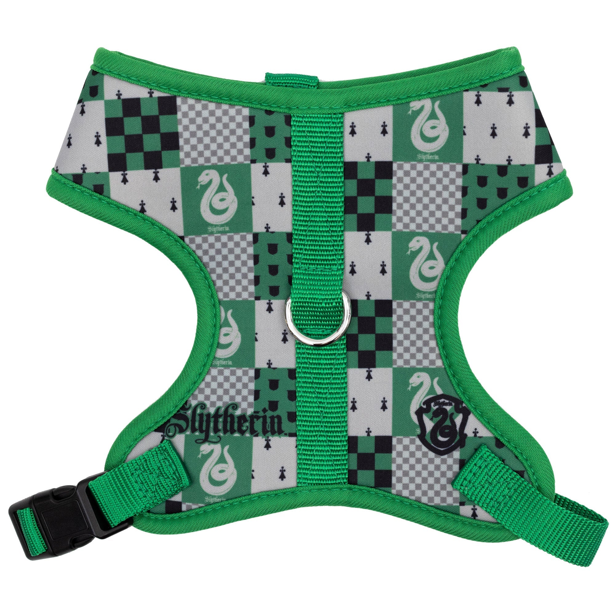 Harry Potter Dog Harness -  Slytherin Checker Green/Gray