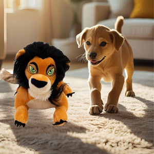 Lion King's Scar Squeaker Plush Dog Toy - Disney The Lion King Scar Full Body Pose with Rope Tail