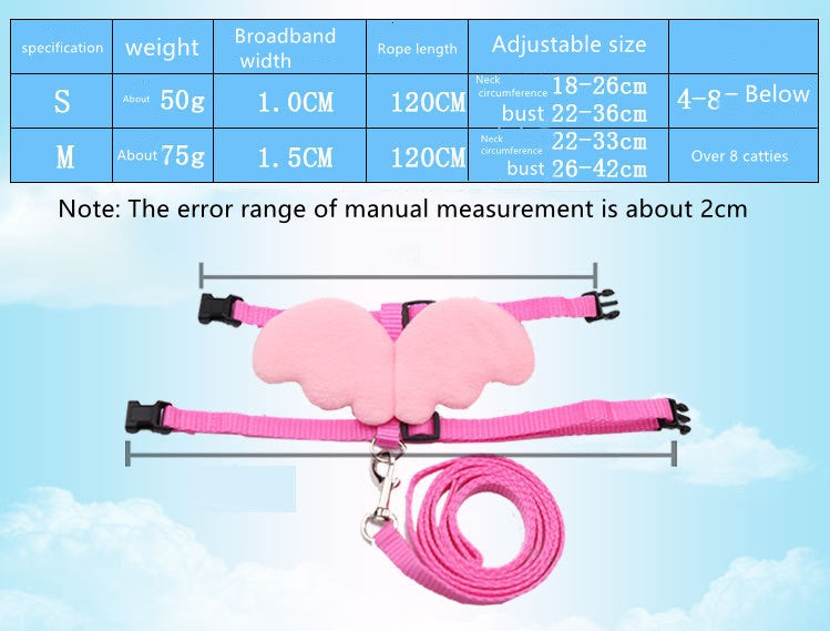 Heavenly Angel Wing Dog Harness and Leash Set |Panda, Bunny, and Chicken Optional