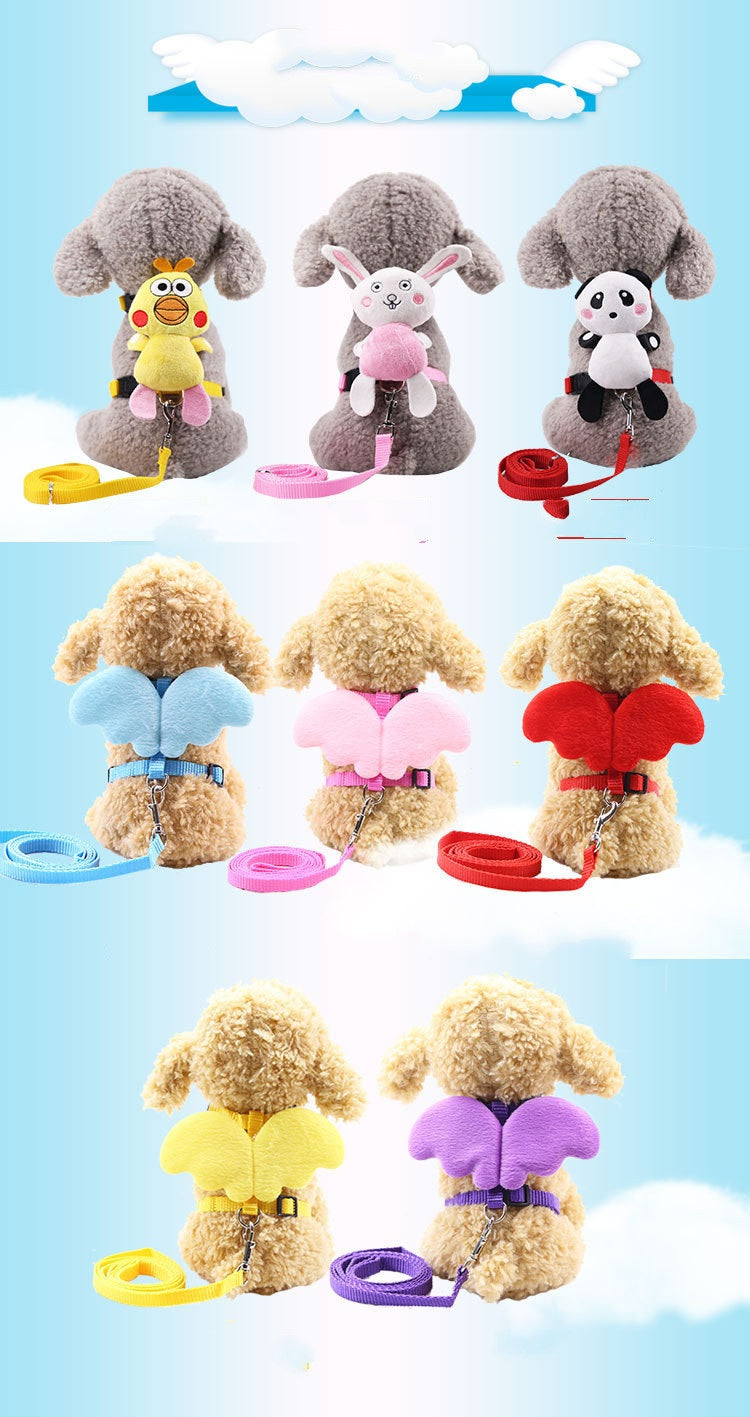 Heavenly Angel Wing Dog Harness and Leash Set |Panda, Bunny, and Chicken Optional