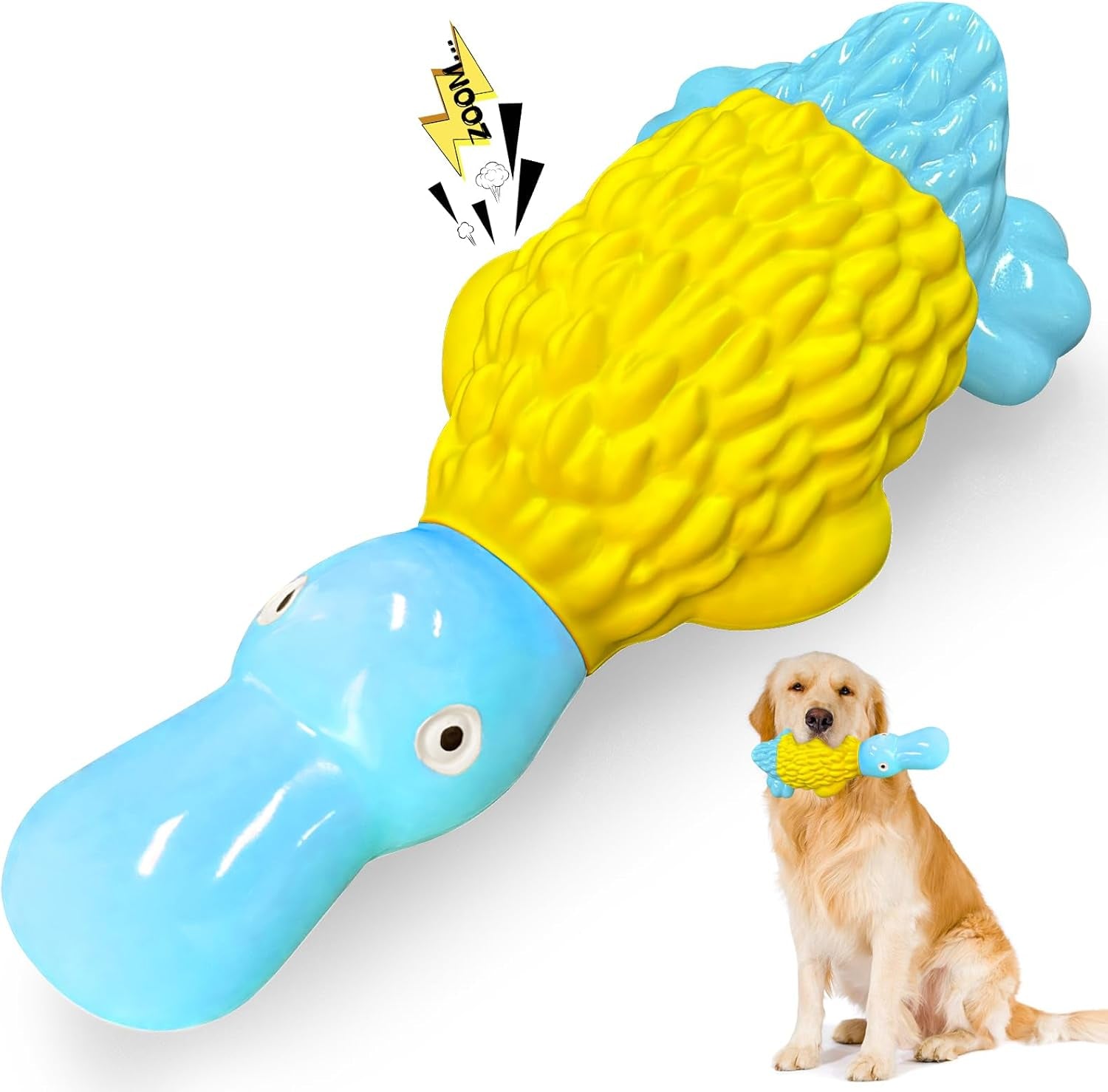 Dog Toys for Aggressive Chewers: Tough Dog Chew Toys-Large Squeaky Dog Toys for All Breed Sizes to Keep Them Busy (Yellow)