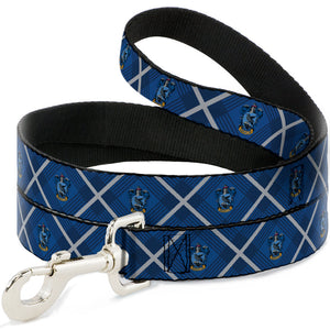 Dog Leash - Harry Potter Ravenclaw Crest Plaid Blues/Gray