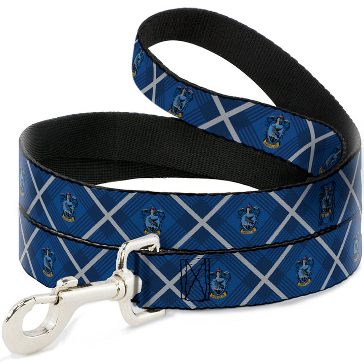 Dog Leash - Harry Potter Ravenclaw Crest Plaid Blues/Gray