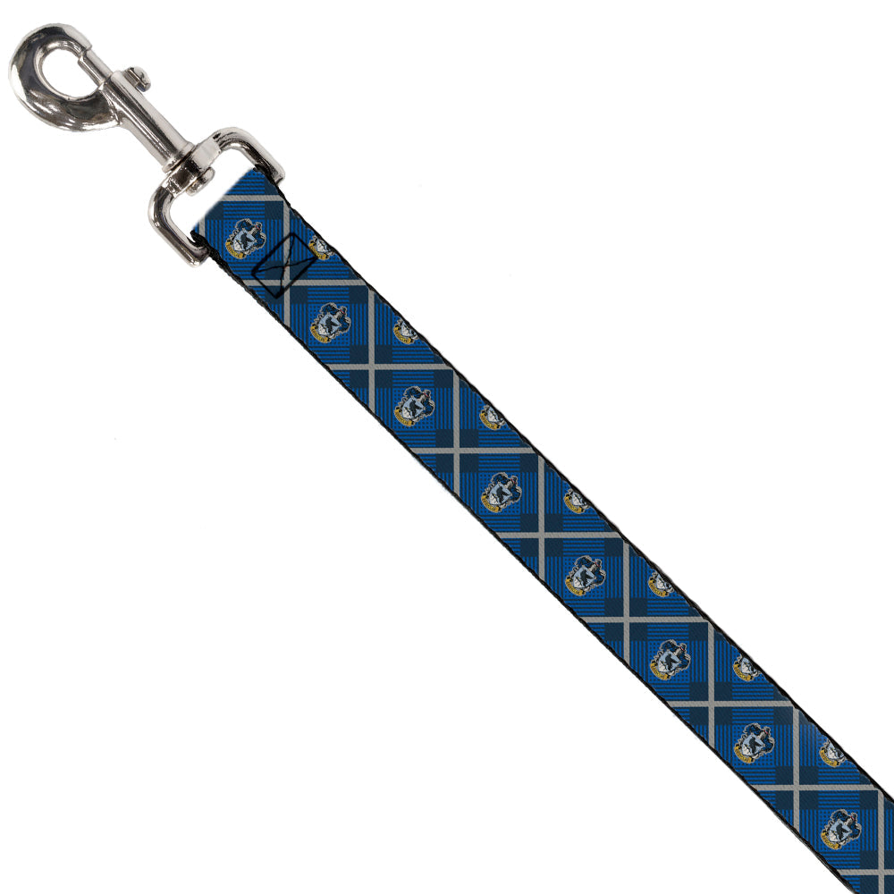 Dog Leash - Harry Potter Ravenclaw Crest Plaid Blues/Gray
