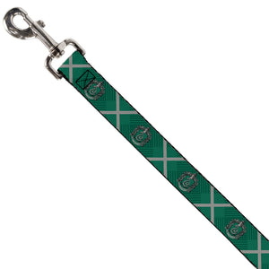 Dog Leash - Harry Potter Slytherin Crest Plaid Greens/Gray